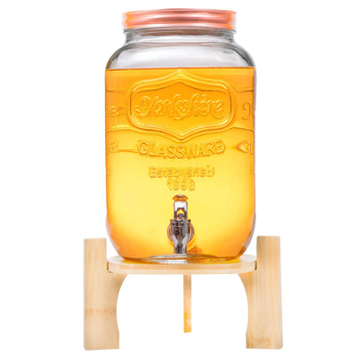 Somos Reyes Dispensador Bebidas 8 Litros Mason Jar Vitrolero Agua Bambu
