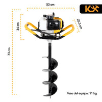 Thumbnail for Motoperforadora Ahoyadora A Gasolina 3 Barrenas 52 CC 2.5 HP