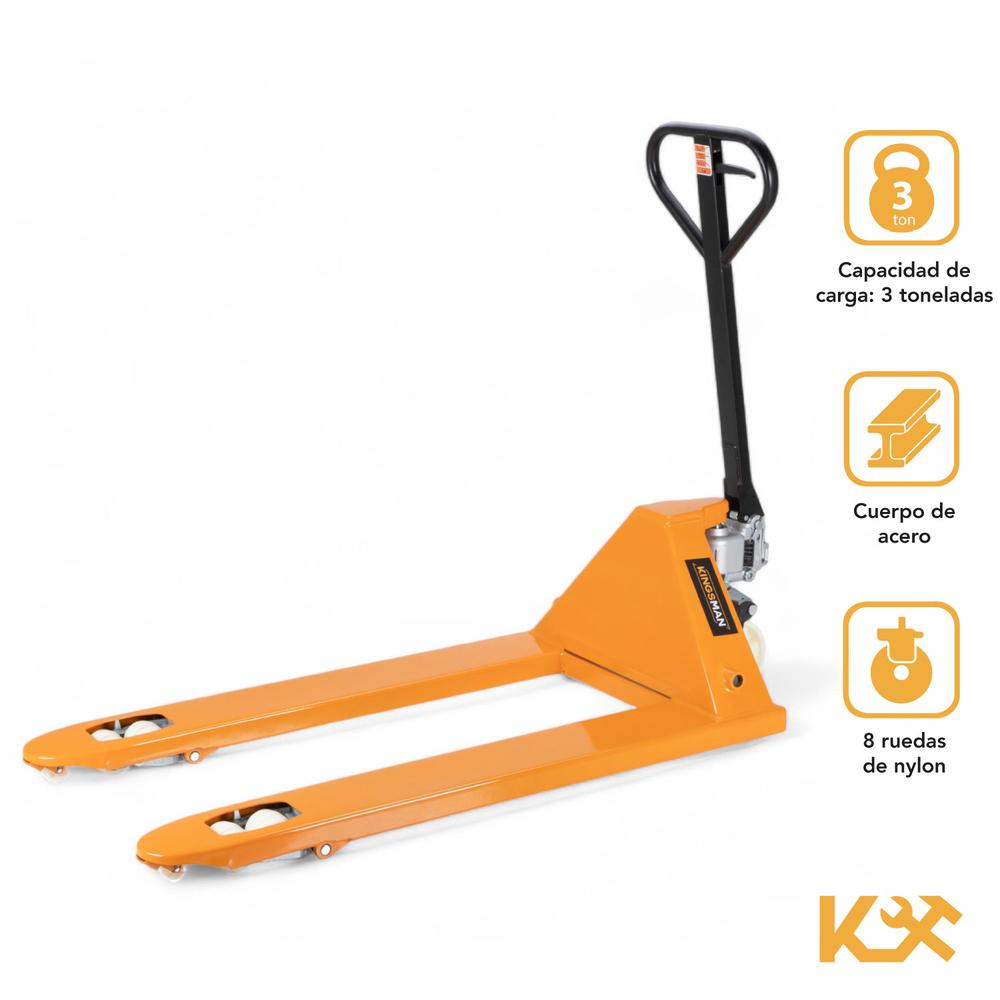 Transpaleta Hidraulica Capacidad 3 Ton Rueda Poliuretano KX-SDC30A Kingsman