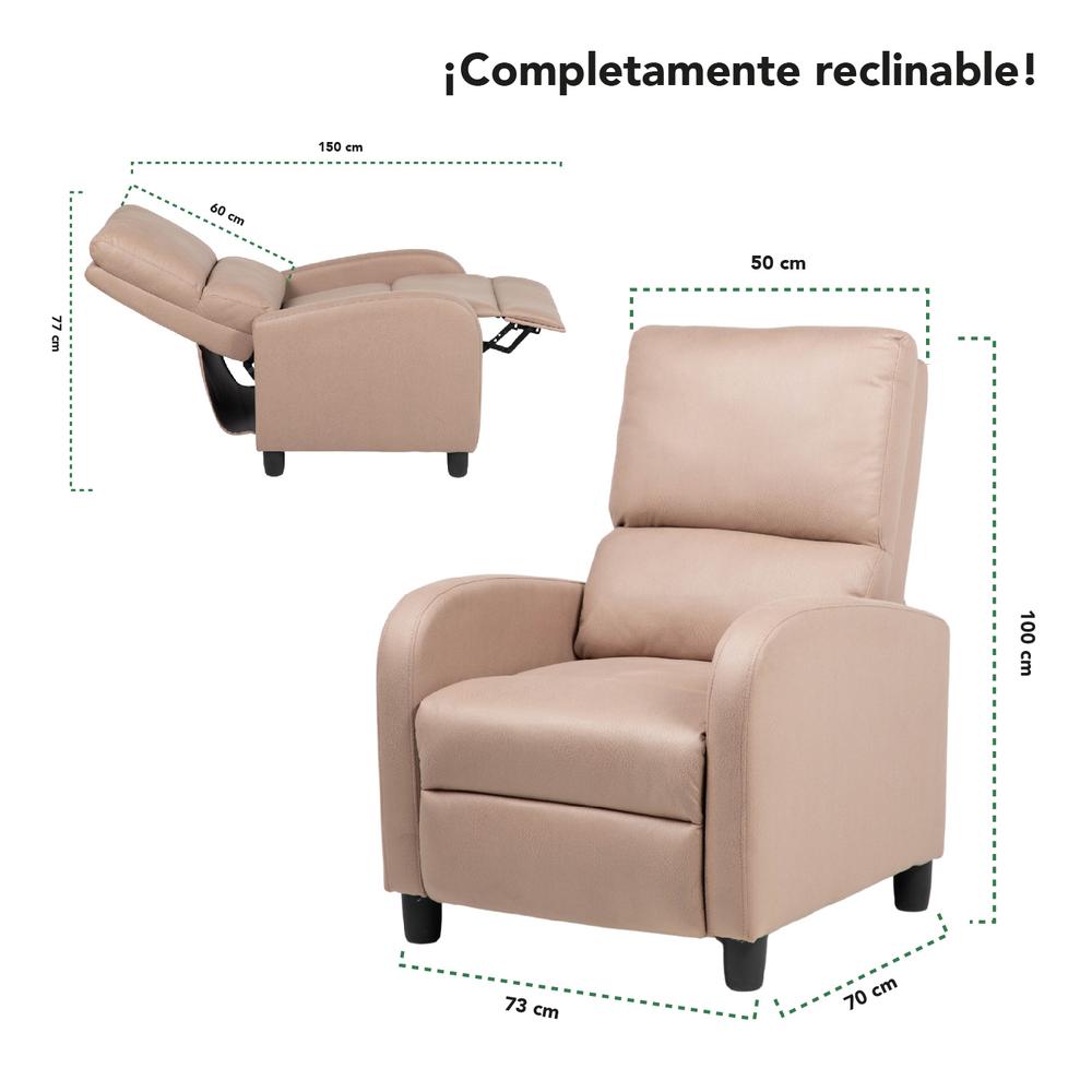 Sillon Reclinable Reposet Sofa Individual Tela Moderno Sala