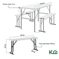 Thumbnail for Mesa Plegable 105cm Rectangular + Bancos Portafolio Picnic