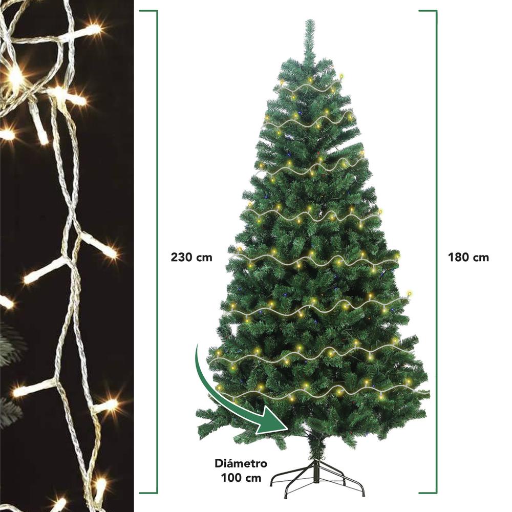 Arbol De Navidad 180cm + Luces Navideñas 250 Led Luz Cálida