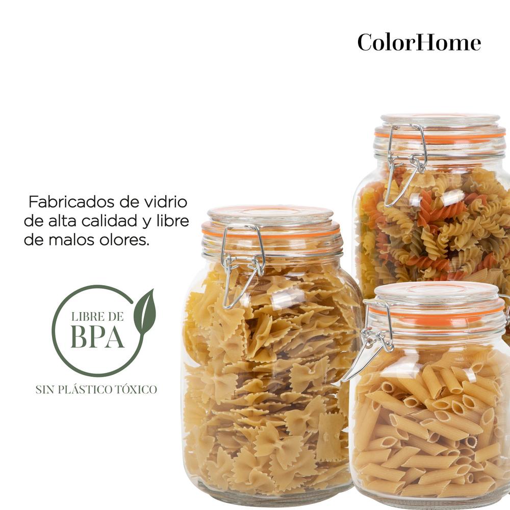 Frascos Hermeticos De Vidrio Alacena 1-1.5-2 L Combo 6 Pzas