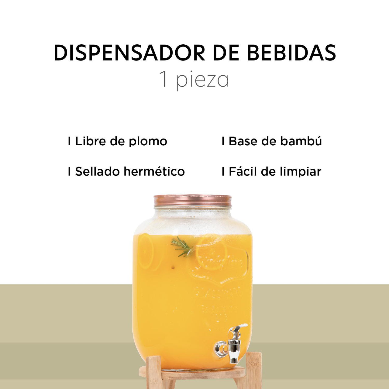 Dispensador Bebidas 8 Litros Mason Jar Vitrolero Agua Bambu