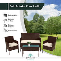 Thumbnail for Sala Para Jardin Rattan Juego Sillas Mesa De Exterior 4 Pzas