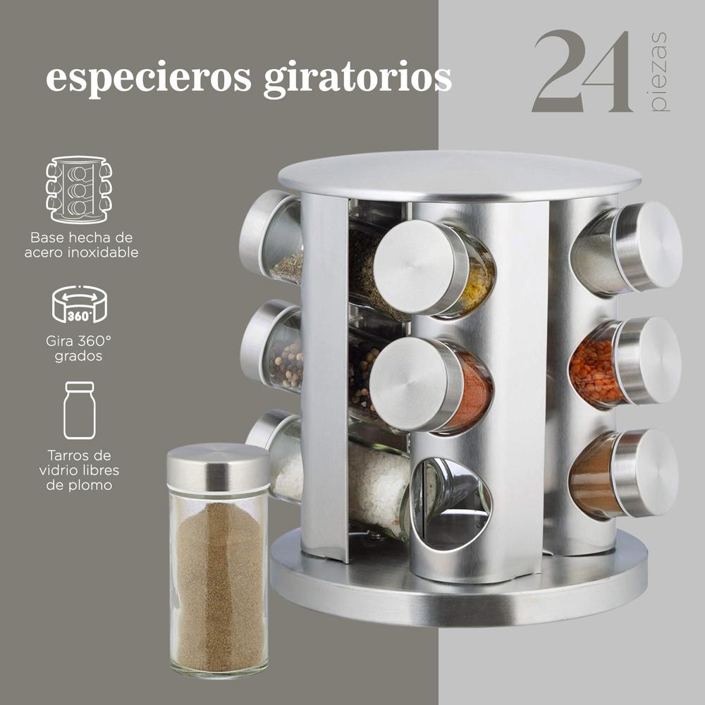 Especiero Moderno Giratorio Organizador de Cocina 24 Frascos