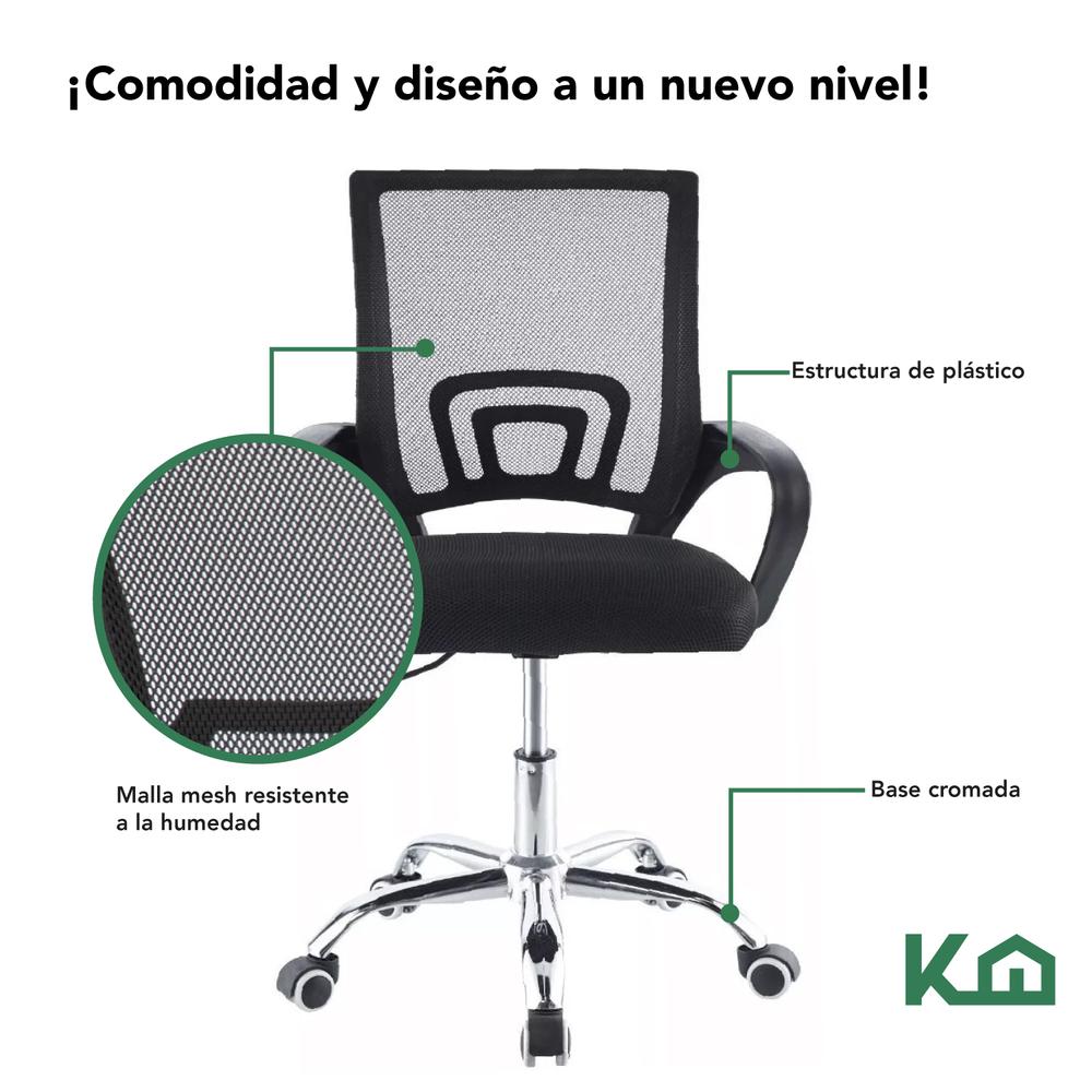 Set de 2 Sillas Mesh Escritorio Ergonomicas Negro Oficina