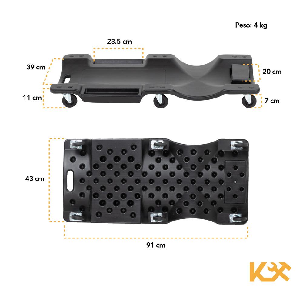 Cama Para Mecánico Deslizante De Plástico 36 Pulgadas 120 kg