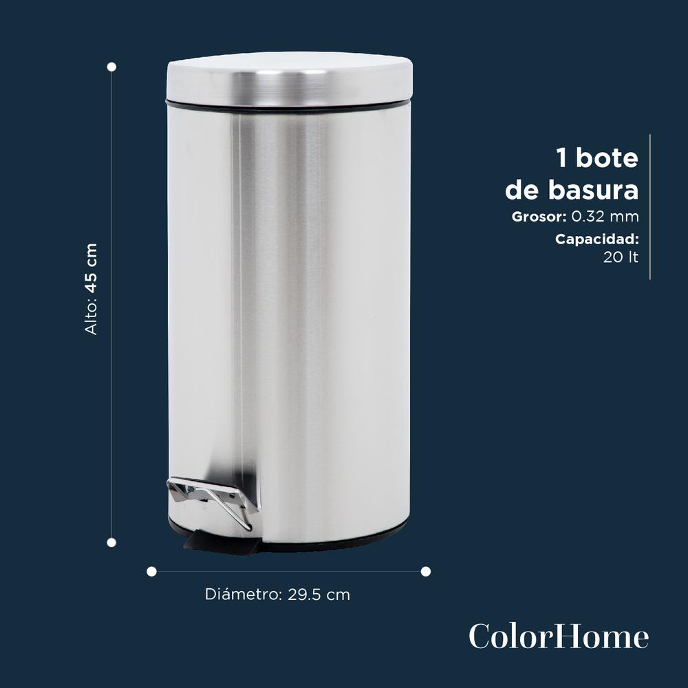 Bote De Basura Acero Inoxidable Metalico Basurero Cocina 20L