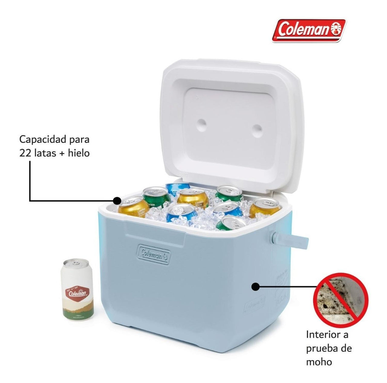 Hielera Coleman Portatil 16qt 15lts Con Asa Para 22 Latas