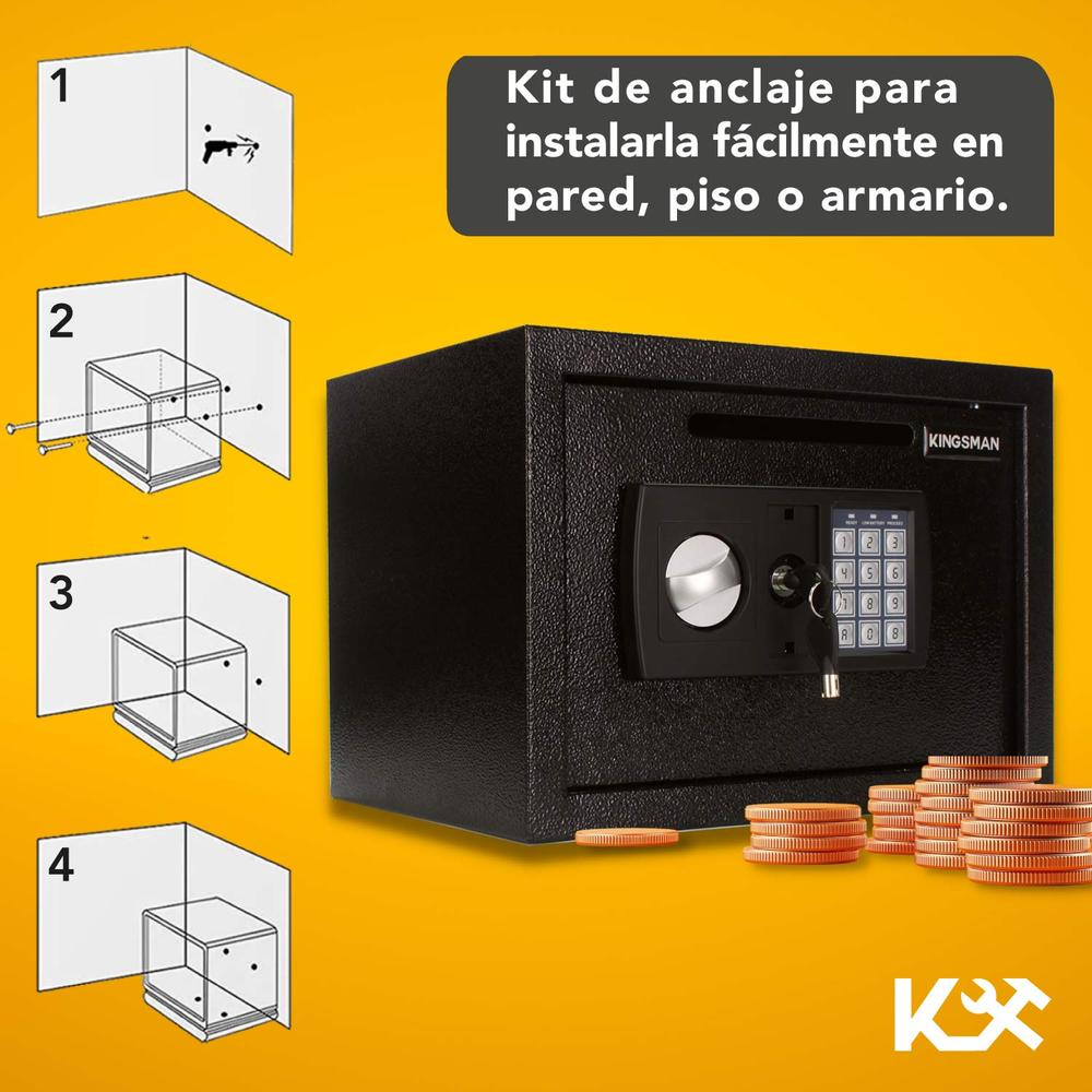 Caja Fuerte Digital Kingsman Negro Alcancia Metal 25 x 35 x 25