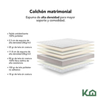 Thumbnail for Colchón Matrimonial + Cubrecolchón + Sábanas + Edredón 6pz