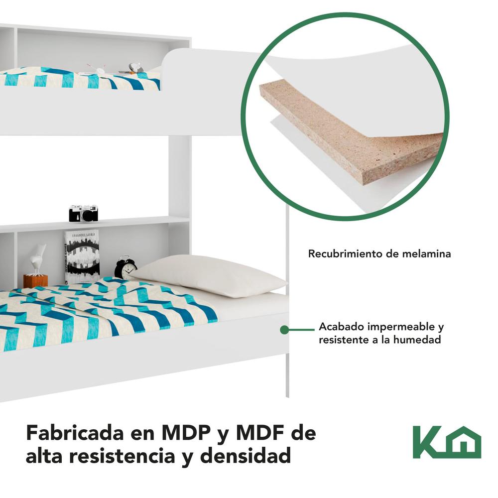 Litera Doble Individual Base Cama Con Estante KingsHouse