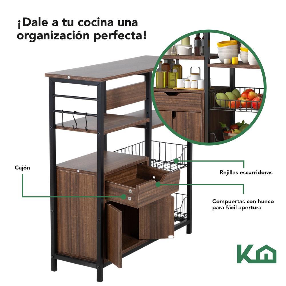 Rack Mueble Multiusos Cajon Repisas Microondas Cocina Hogar