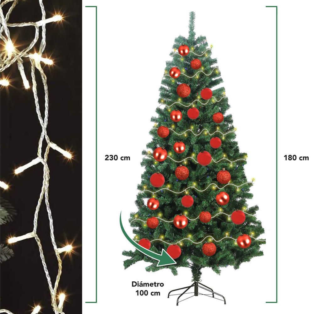 Arbol De Navidad 180cm + Luces 250 Led + Esferas Navideñas