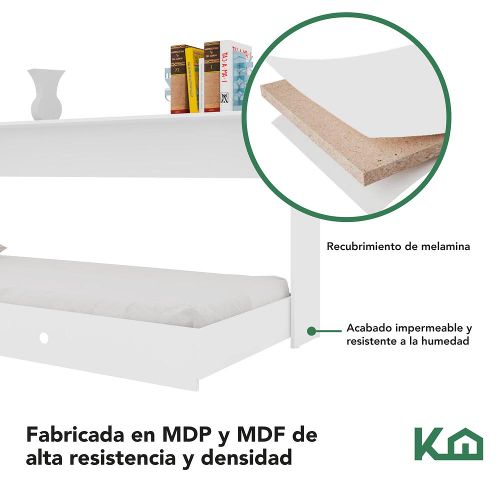 Base Cama Individual Abatible Blanca KingsHouse Desmontable