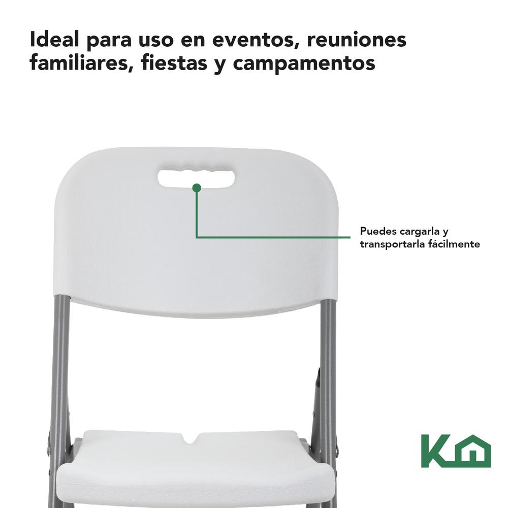 Set de 4 Sillas Plegables Blanco De Plastico Eventos Jardin