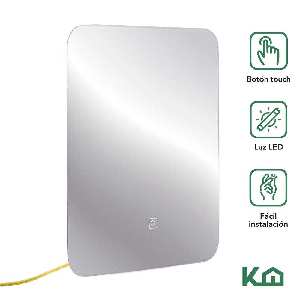 Espejo Kit Para Baño Con Luz Led Rectangular Sistema Touch