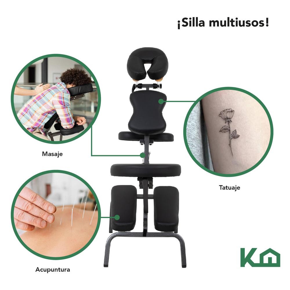 Silla Masaje Portatil Vinil Shiatsu Confort Premium Tattoo