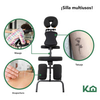 Thumbnail for Silla Masaje Portatil Vinil Shiatsu Confort Premium Tattoo