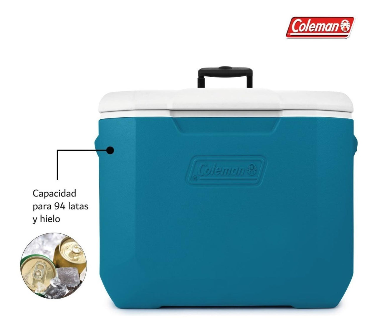 Hielera Coleman Con Ruedas Portavasos 60qt 56l Para 94 Latas