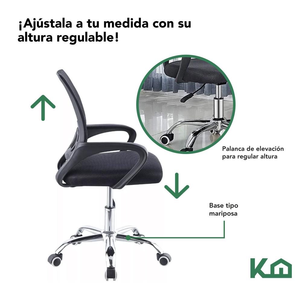 Set de 2 Sillas Mesh Escritorio Ergonomicas Negro Oficina