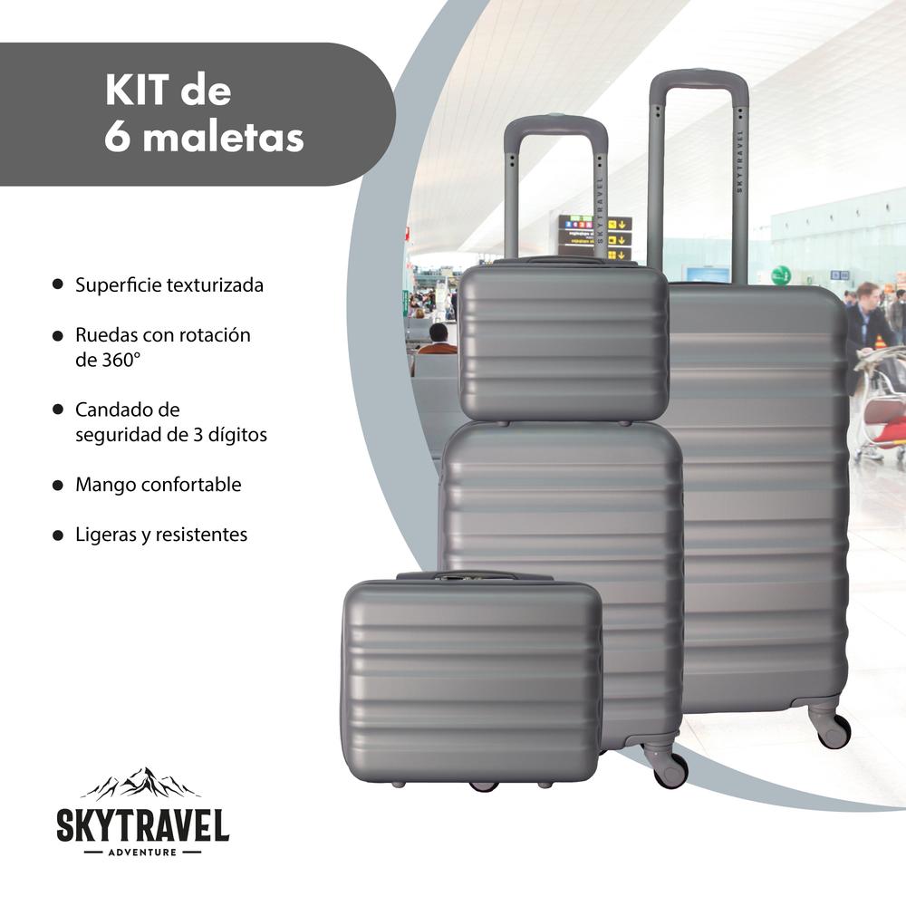 Set De 6 Maletas De Viaje Abs Con Candado Antirrobo 4 Ruedas