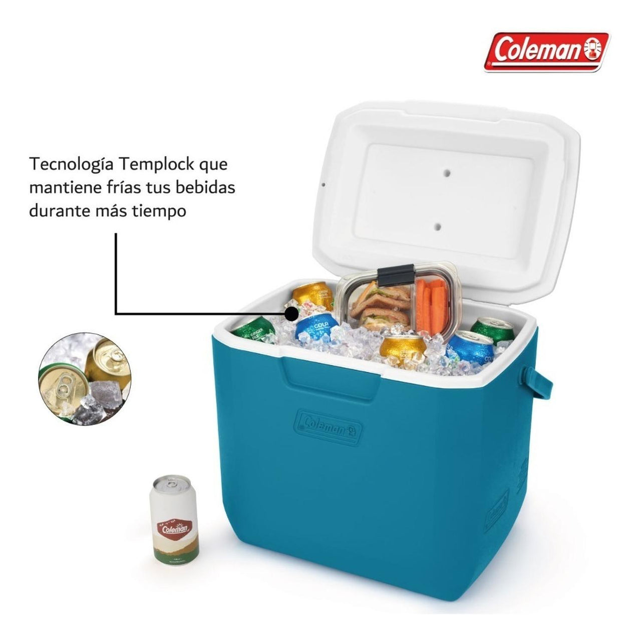 Hielera Coleman 30qt 28 Litros Para 25 Latas Tapa Portavasos