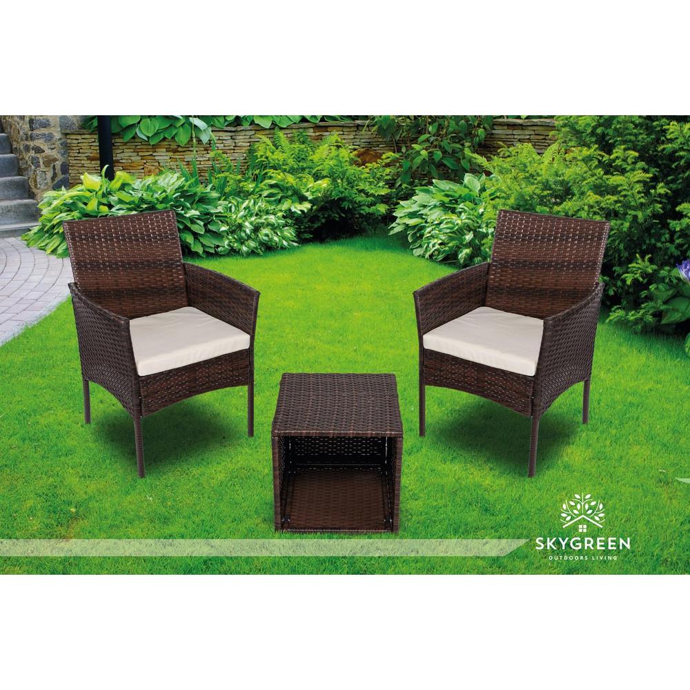 Sala Exterior Tipo Rattan 3pzas Para Jardin + Cojines