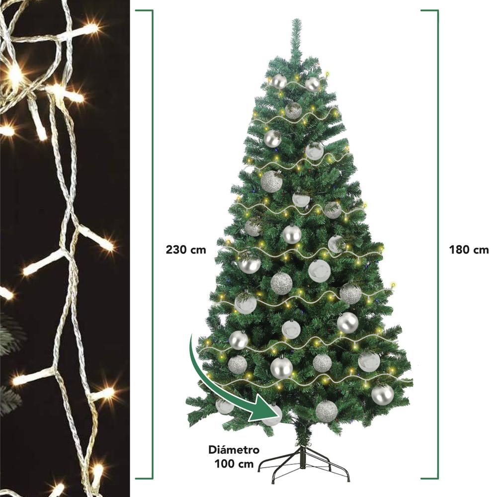 Arbol De Navidad 180cm + Luces 250 Led + Esferas Navideñas