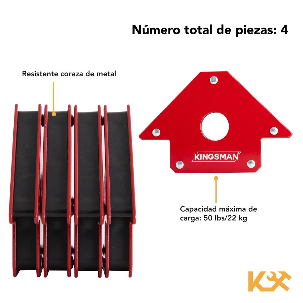 Kit 4 Escuadras Magnetica 4 In 50 Lb 22 Kg Juego Para Soldar