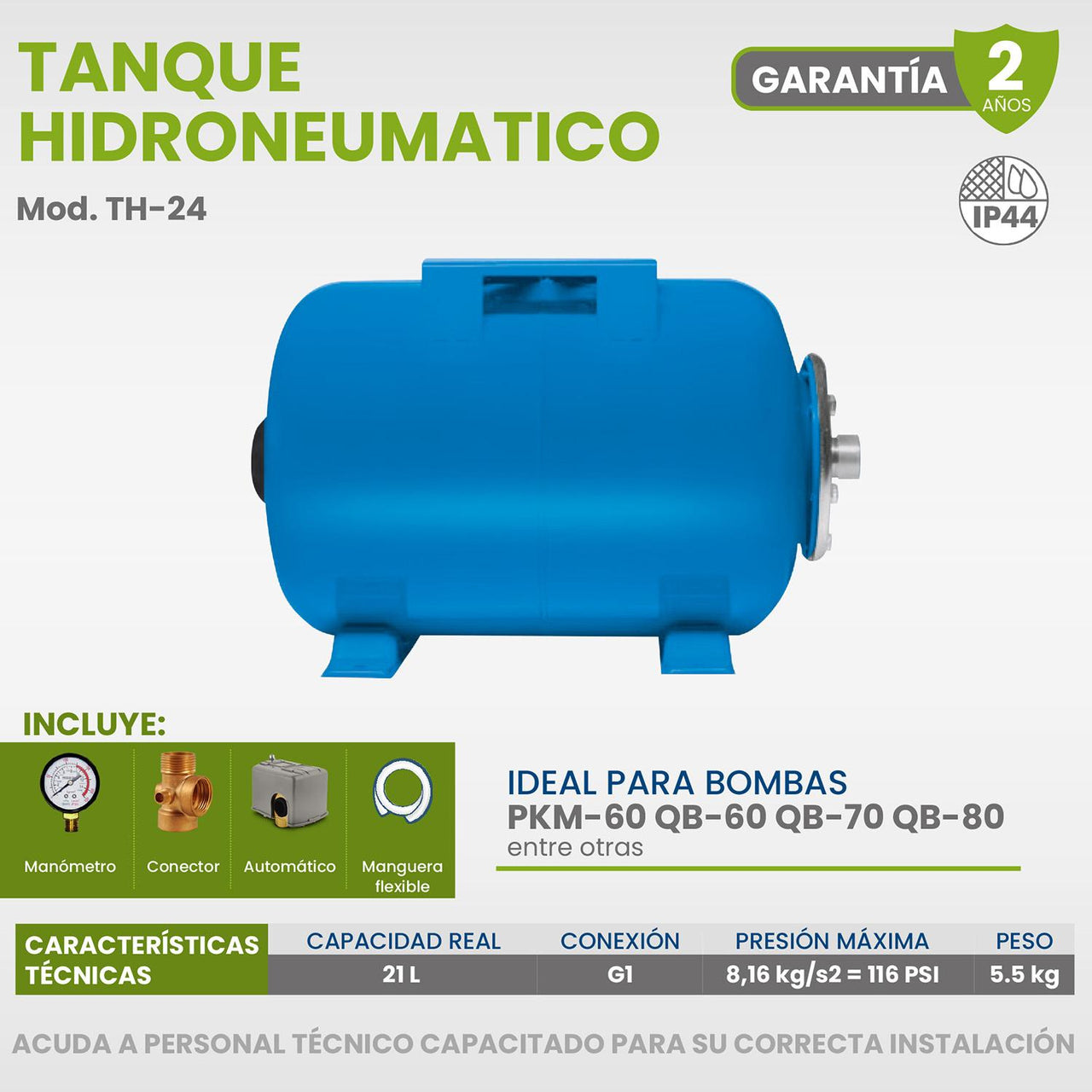 Tanque Para Hidroneumatico Horizontal 24 Litros Igoto