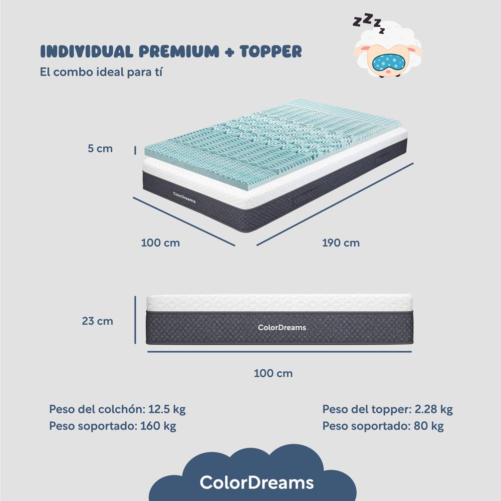 Colchon Individual En Caja Espuma Premium Colchoneta Topper