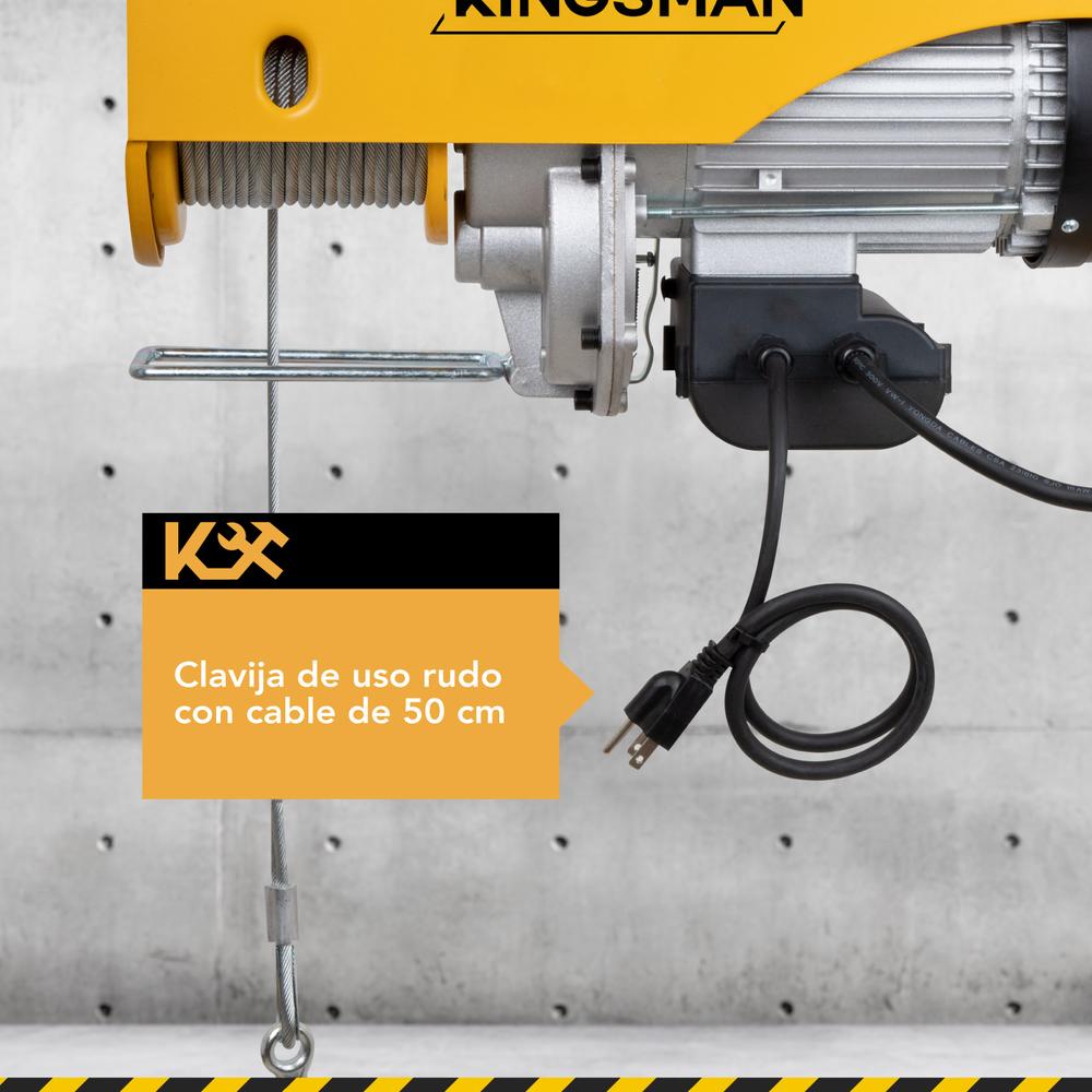 Polipasto Eléctrico 500-1000 Kg 110 V con Cable 20 m 7/32 PA1000B Kingsman