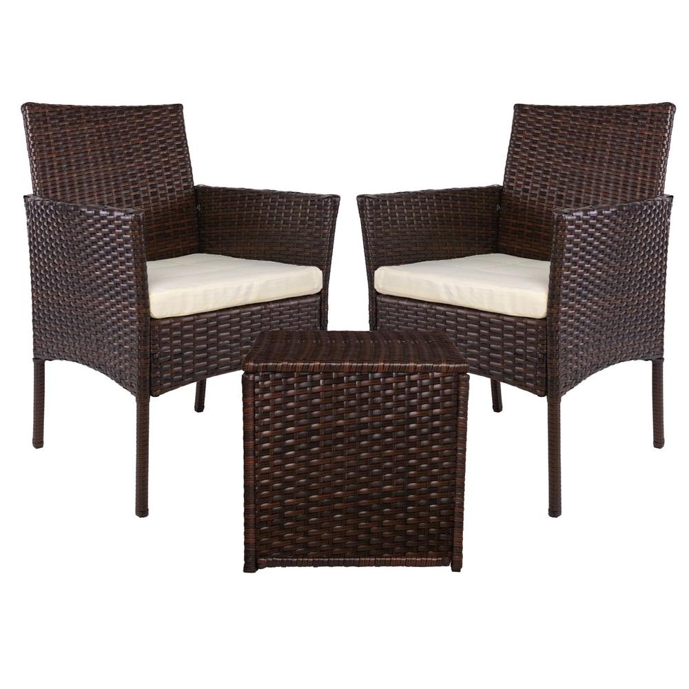 Sala Exterior Tipo Rattan 3pzas Para Jardin + Cojines