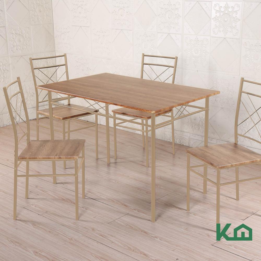 Juego De Comedor 4 Sillas Estructura Metalica Tablero MDF