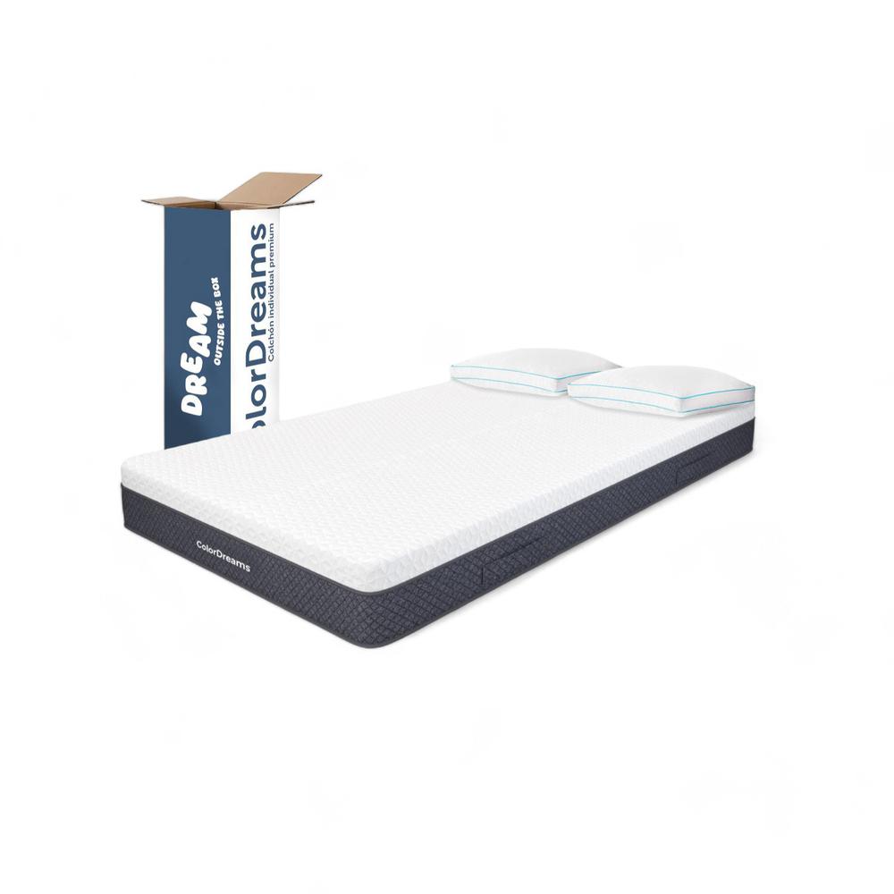 Colchón Individual Memory Foam + Almohadas Poliéster Set 3Pz