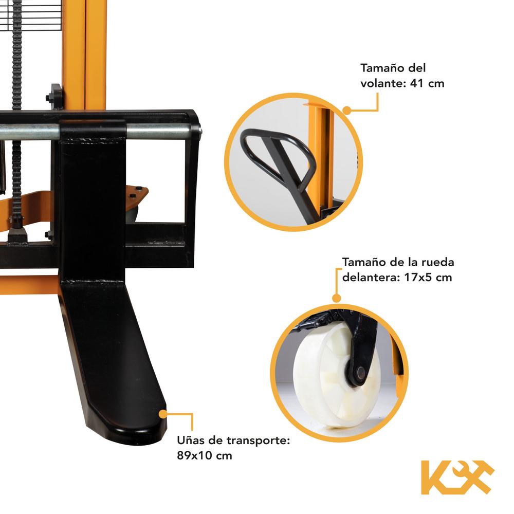 Transpaleta Hidraulica Con Montacargas Cap. 1 Ton Altura 1.6 metros Manual KX-SDCG10 Kingsman