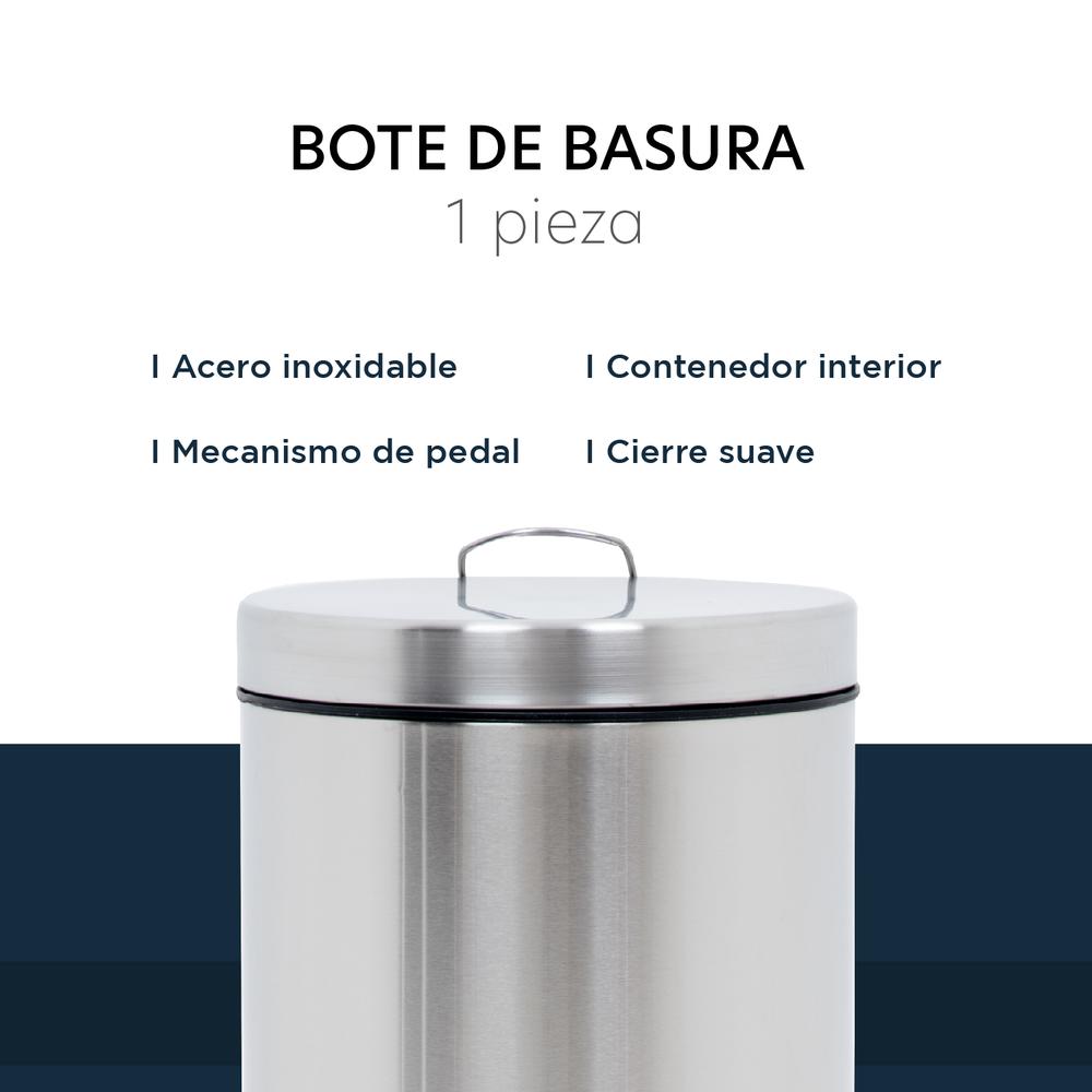 Bote de Basura Con Pedal Acero Inoxidable Metalico Cocina 7L