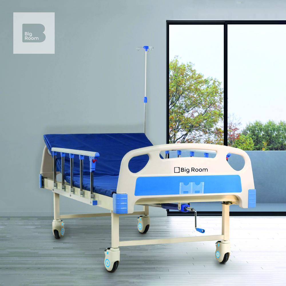 Cama Hospitalaria Manual Con Mesa Colchon y Portasueros