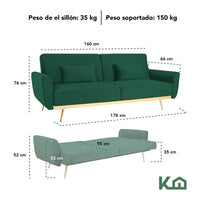 Thumbnail for Sofá Cama Silla Sillón Plegable Sala Moderna Velvet + Cojín