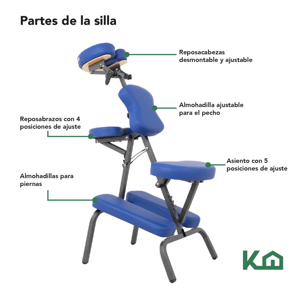 Silla Masaje Portatil Vinil Shiatsu Confort Premium Tattoo