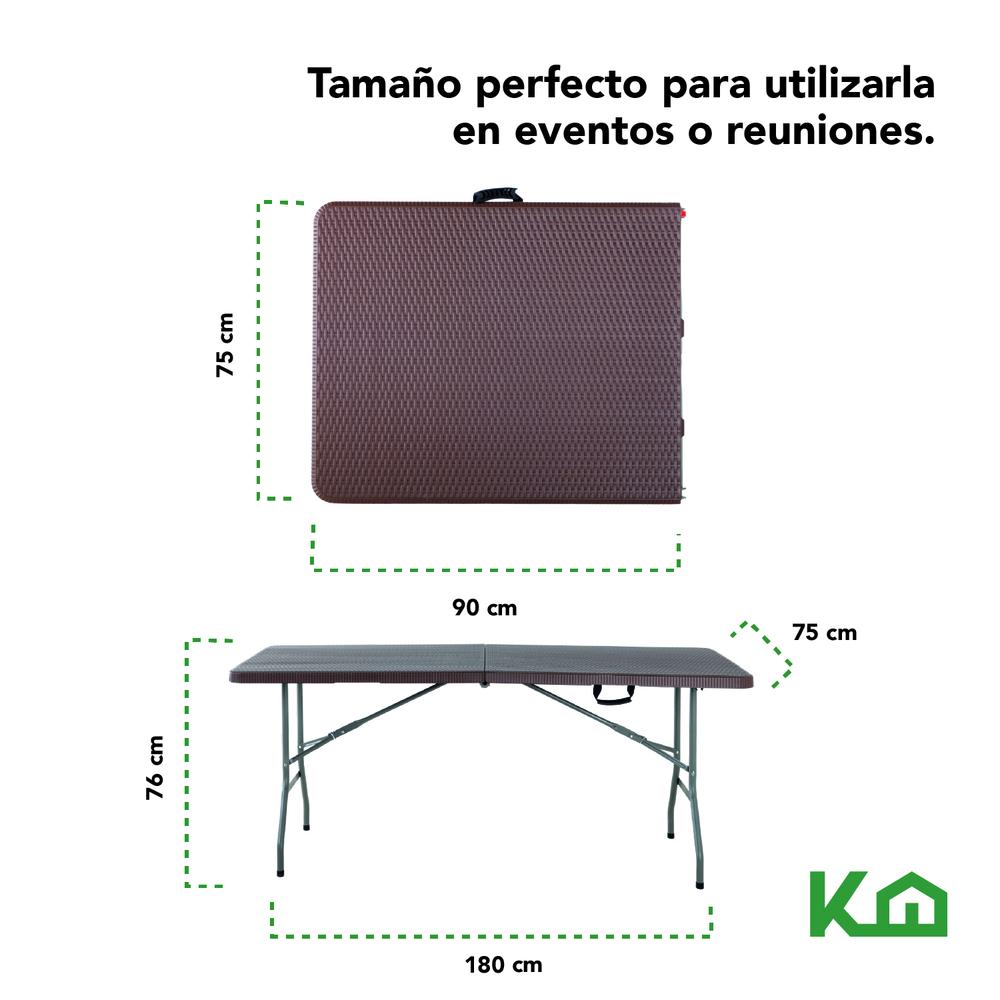 Mesa Plegable Portatil 180cm Portafolio Tipo Rattan Plastico