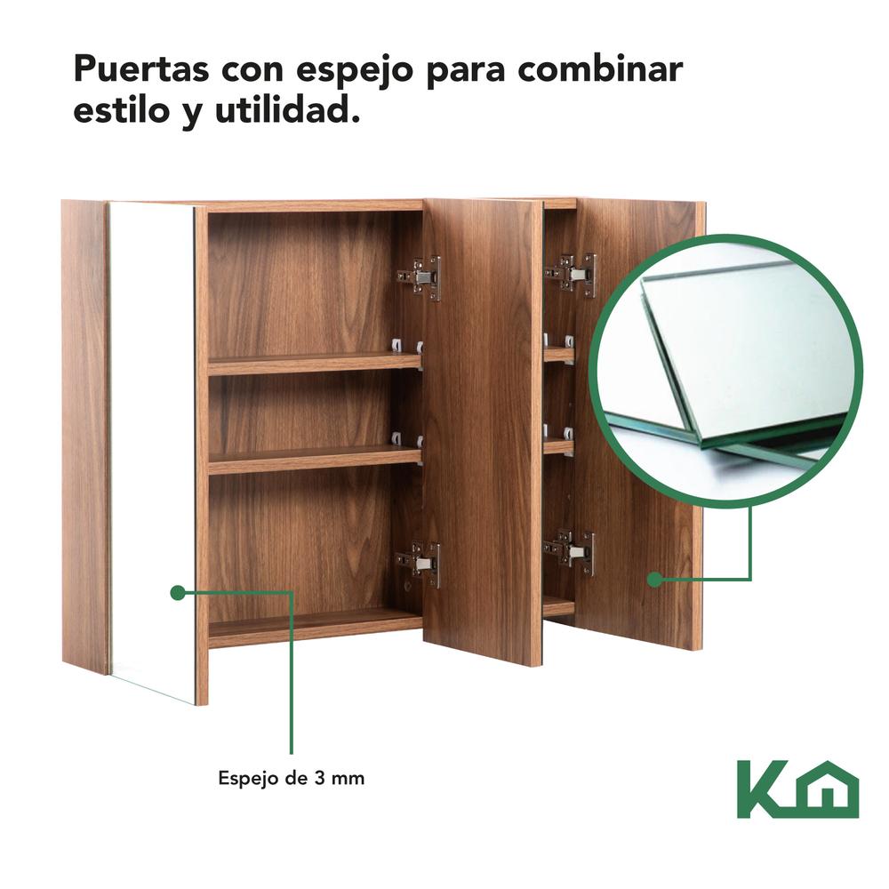 Botiquin Con Espejo Para Baño Organizador 3 Puertas Gabinete