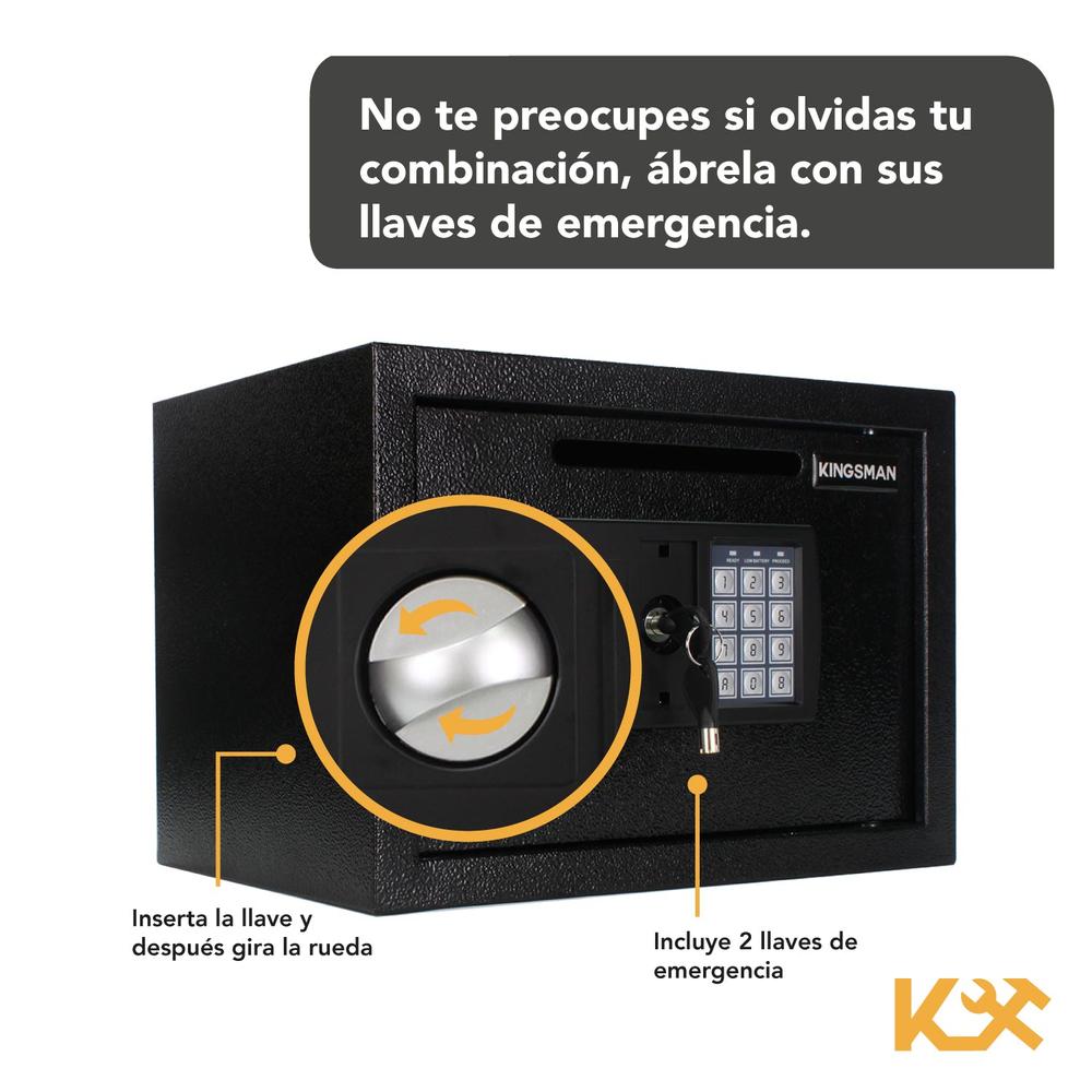 Caja Fuerte Digital Kingsman Negro Alcancia Metal 25 x 35 x 25