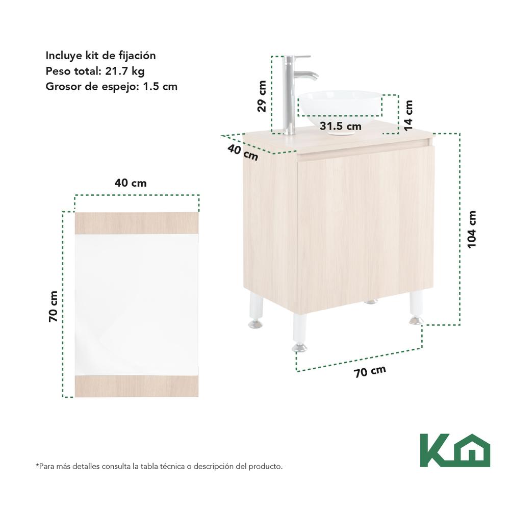 Mueble Gabinete Para Baño Lavamanos Con Espejo Lavabo Ovalin