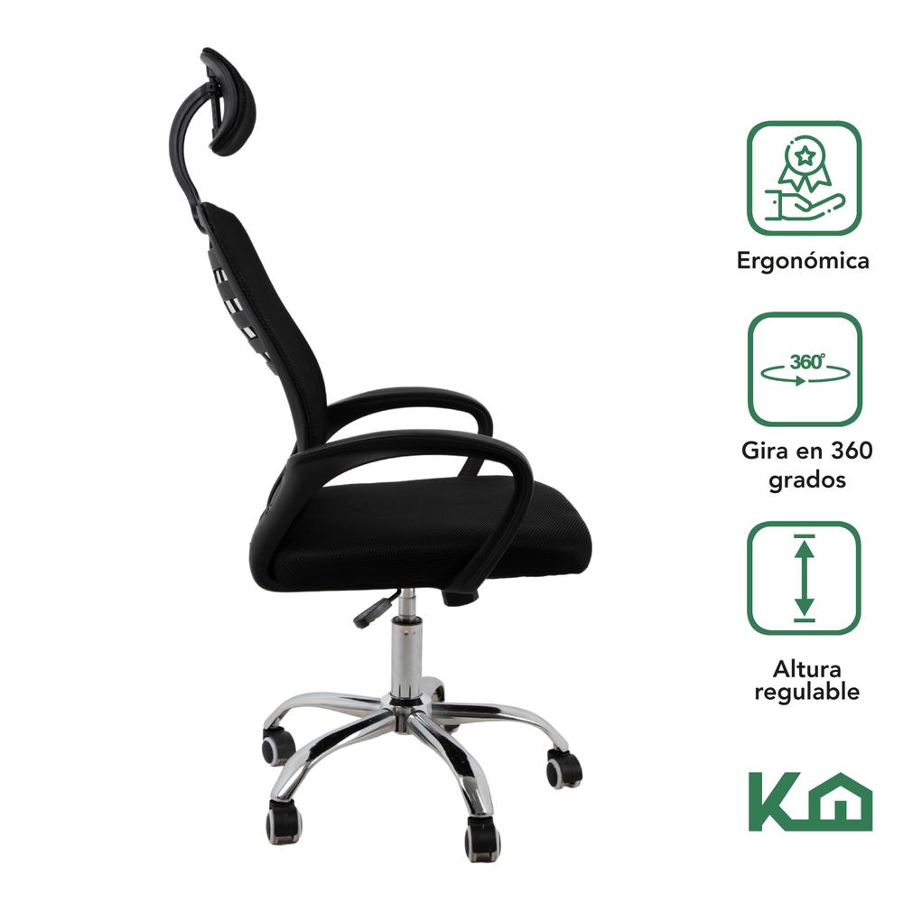 Silla Ejecutiva con Respaldo Reclinable Negra Mesh Oficina