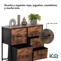 Thumbnail for Comoda Cajonera 5 Cajones Mueble Organizador de Tela Madera