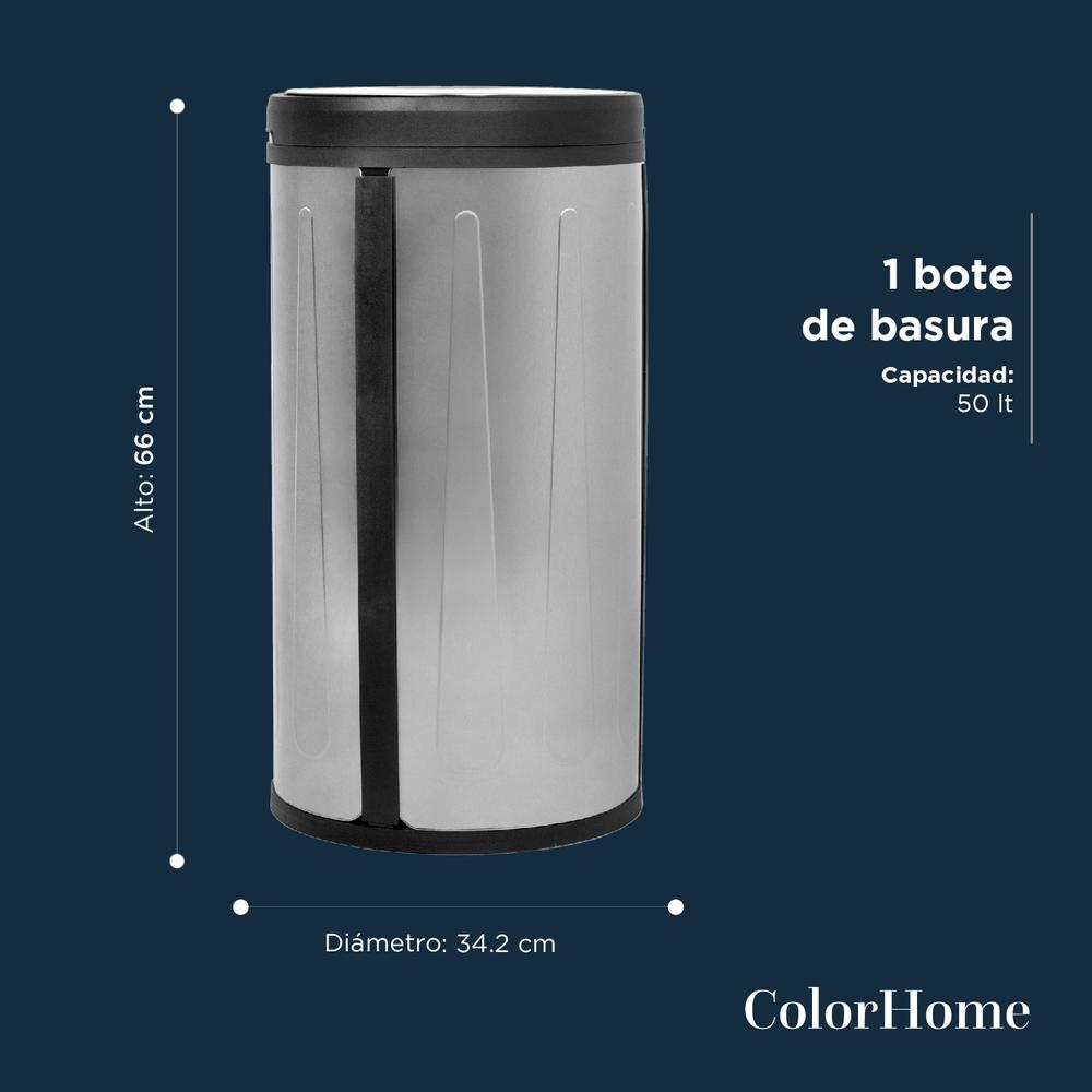 Bote De Basura Acero Inoxidable Metalico Basurero Cocina 50L