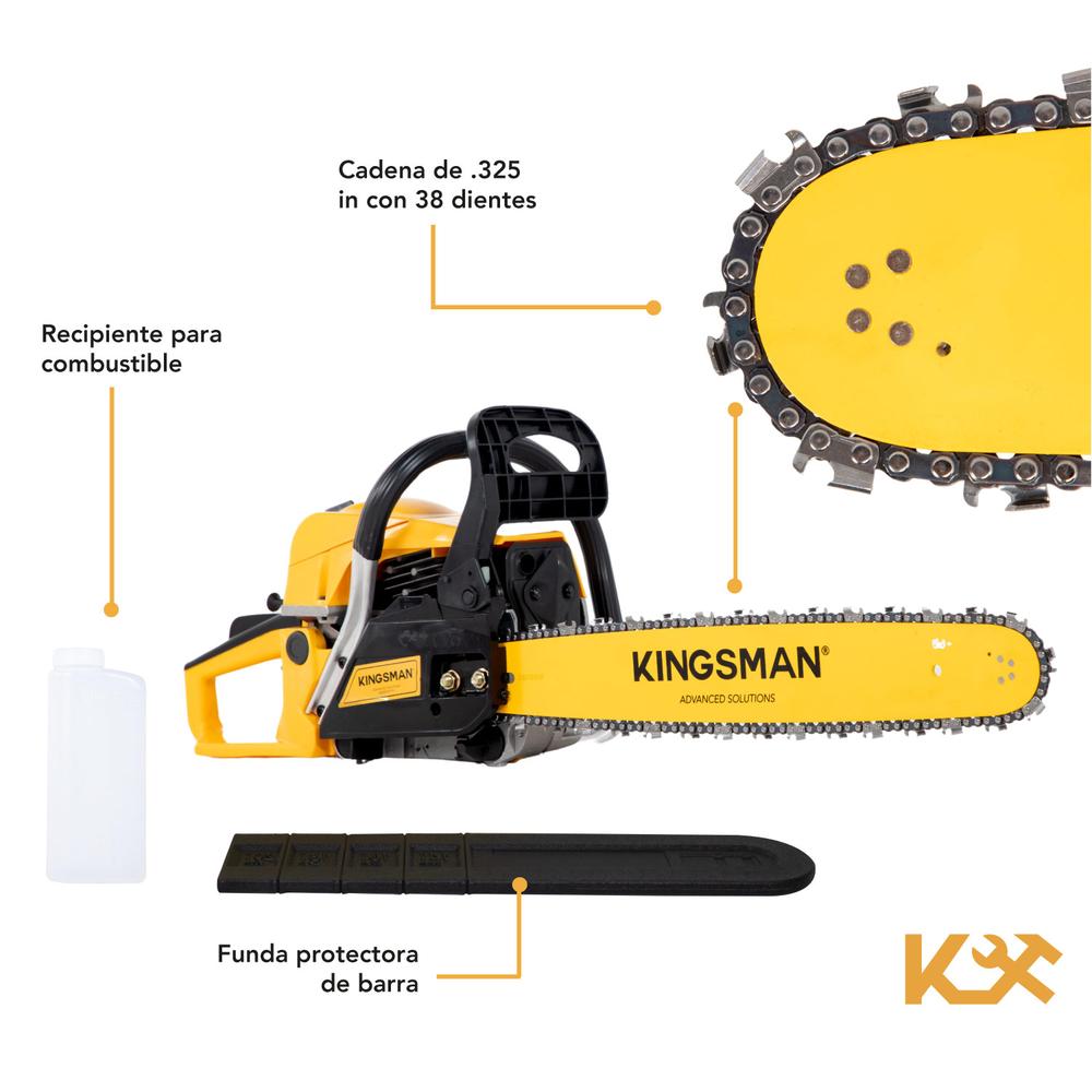Motosierra A Gasolina 2.5hp 52cc Leñadora Kingsman